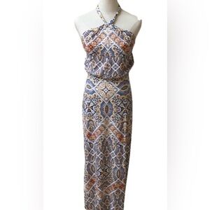 Cynthia Rowley Maxi Halter Blue Paisley Dress, S, New!